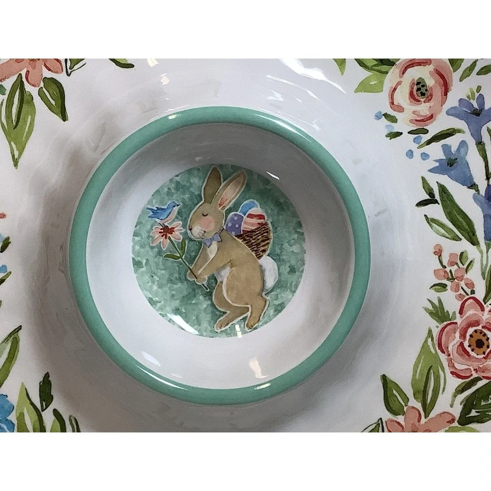 NEW Certified International Joy of Easter Chip & Dip Round Melamine Bowl